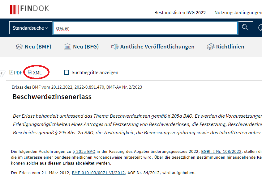 XML-Download im Volltext