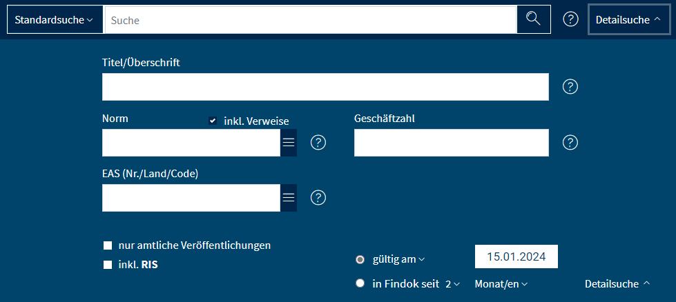 Detailsuche Standard