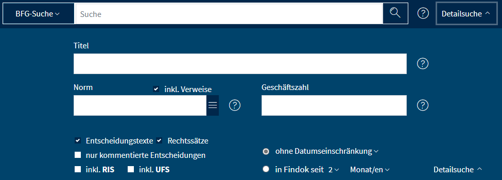 Findok-BFG-Suche - Detailsuche