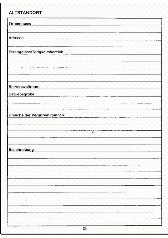 Erhebungsbogen für Verdachtsflächen - Seite 2b