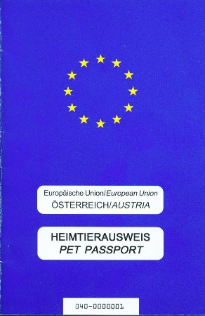 Muster 3 - Heimtierausweis (Pet Passport) - Deckblatt Vorderseite