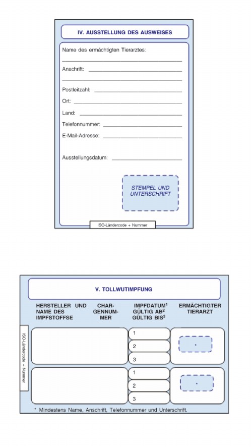 Muster 3 - Heimtierausweis (Pet Passport), der in einem EU-Mitgliedstaat ausgestellt wird 