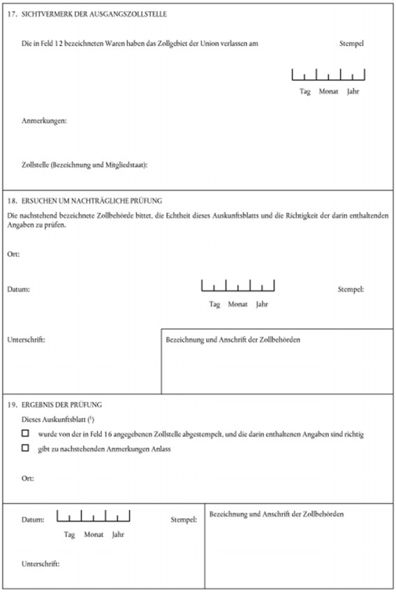 Formular INF2 - Auskunftsblatt Passive Veredelung Dreieckverkehr, Seite 2